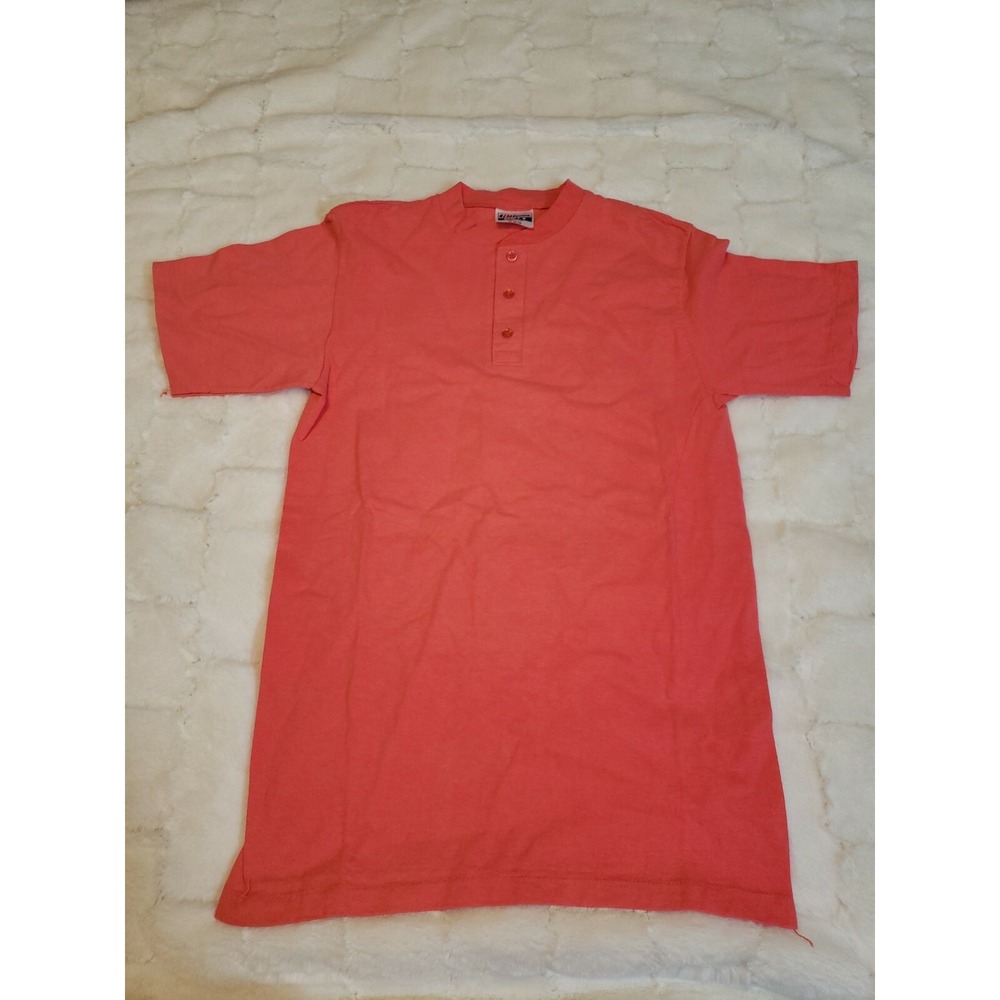 Vintage 80s HANES Beefy 3 Button T Shirt Made In USA Single Stitch Retro Rare M